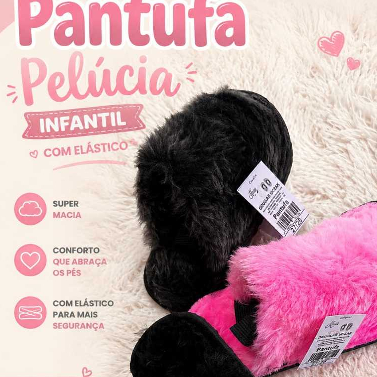 Pantufa Infantil Pelúcia para Uso em Casa - com elástico