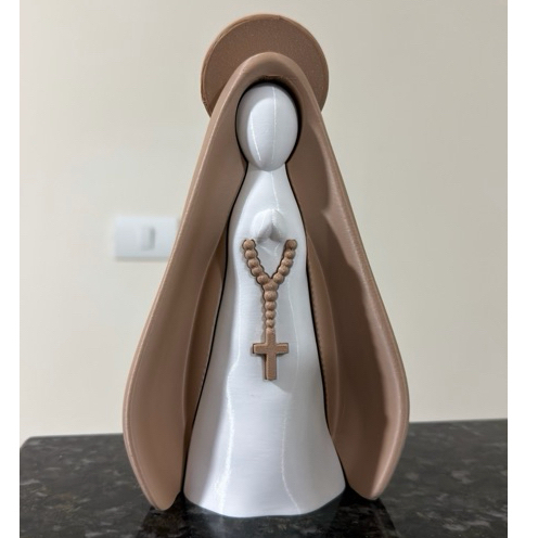 Nossa Senhora Aparecida Decorativa 3D com Terço | Imagem Religiosa Moderna para Decoração e Presente