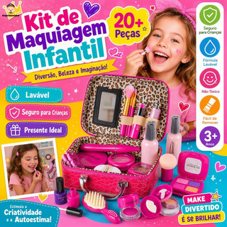 Conjunto maquiagem colorida princesa brinquedo lavável portátil +3 anos