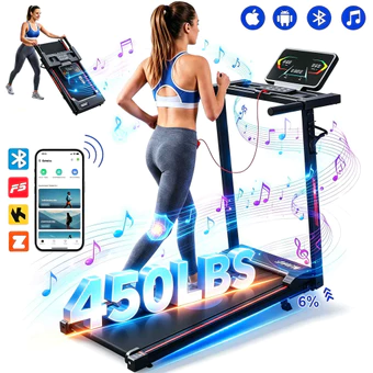 Esteira Elétrica Ergométrica Dobrável Residencial Corrida Com música via Bluetooth e aplicativos,Velocidade 1-14km/h