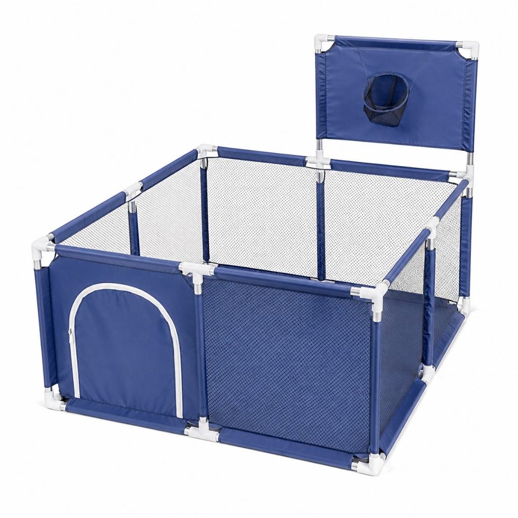 Parque Infantil Dobrável com Tela de Segurança – Sem Bordas Cortantes, Base Estável, Perfeito para Casa e Viagem