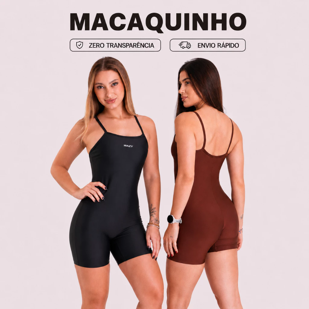 Macaquinho Feminino Fitness Para Academia e Treino De Alcinha Zero Transparência Suplex Premium