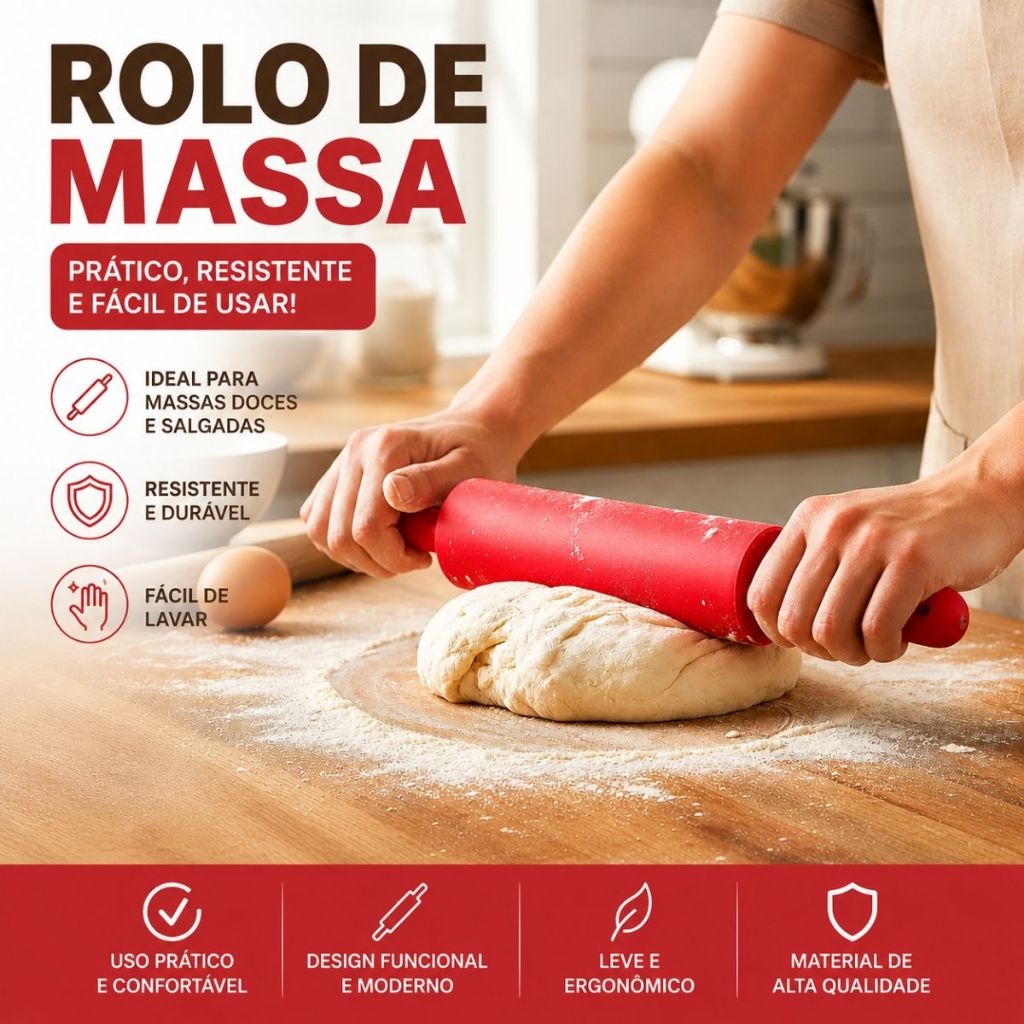 Rolo de Massa Silicone Antiaderente 30cm para Pizza Pães Massas Pastel Confeitaria Padaria Cozinha Culinária