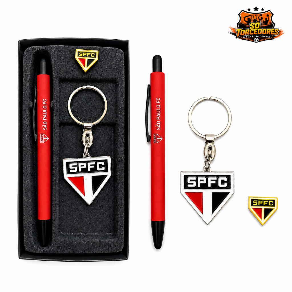 KIT BOTON , CHAVEIRO ESCUDO E CANETA OFICIAL - SÃO PAULO