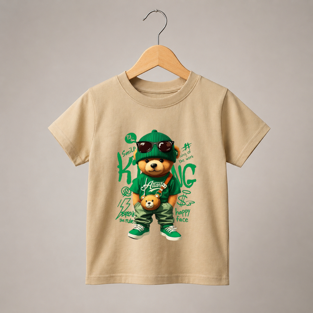 Camiseta Infantil Juvenil Ursinho Ted Hip Hop Estampada Masculina Unissex Streetwear Confortável