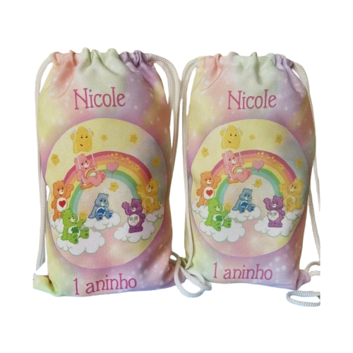 20 Mochilinhas Sacochila Personalizadas Ursinhos Carinhosos Lembrancinha aniversario