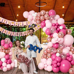 Kit Arco de Balões Desconstruído 145 Pcs Rosa Rose Gold Decoração de Festa Aniversário