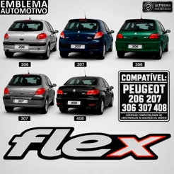Emblema Adesivo Resinado Flex Peugeot 206 207 306 307 408 - unidade