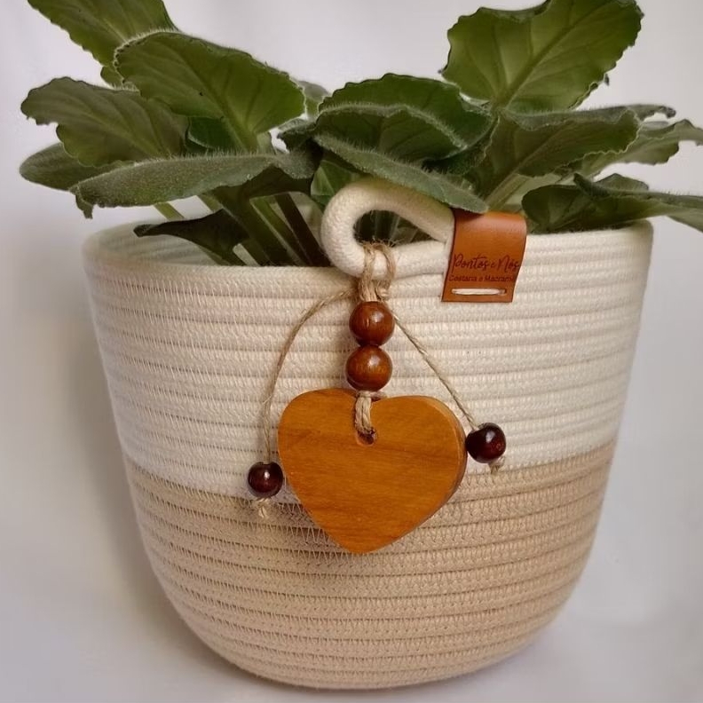 cesto cachepô, cachepô para plantas, cesto de cordão de algodão, cachepô artesanal, cesto decorativo, decoração de casa