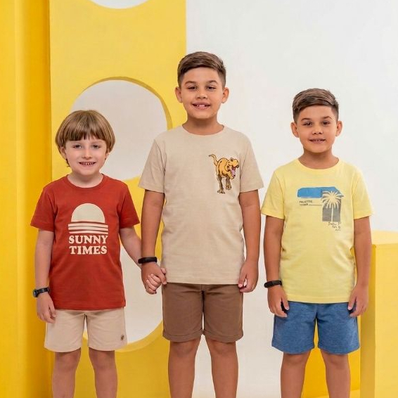 Conjunto infantil menino short em moletom e blusqa em algodão