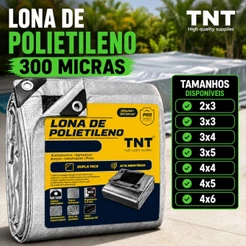 Lona 3x3 300 Micras EXTRA FORTE Ilhós Reforçado Dupla Face TNT