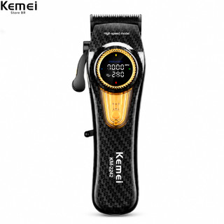 Kemei KM-2242 9000RPM Motor Sem Escova Profissional Máquina De Cortar Cabelo Base Carregador Display Cores Aleatórias