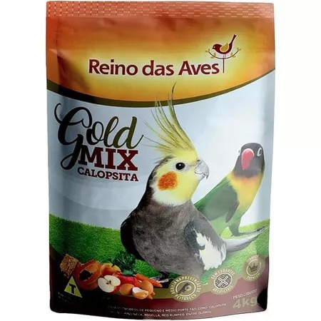 Reino das Aves Calopsita Gold Mix 4kg Ração para Calopsitas e Psitacídeos