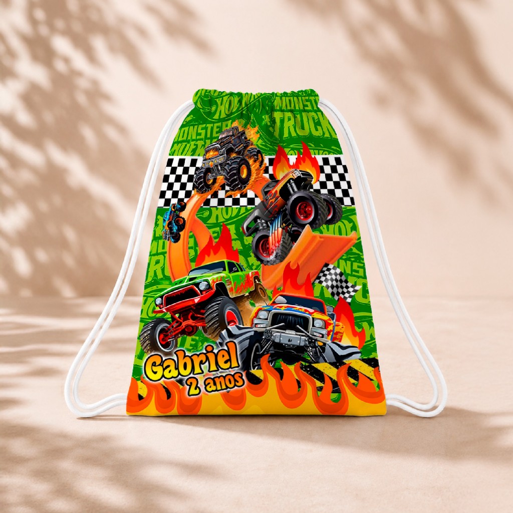 10 Mochila Personalizada 18x26 Sacolinhas Festa Aniversário Lembrancinha Hot Wheels M4