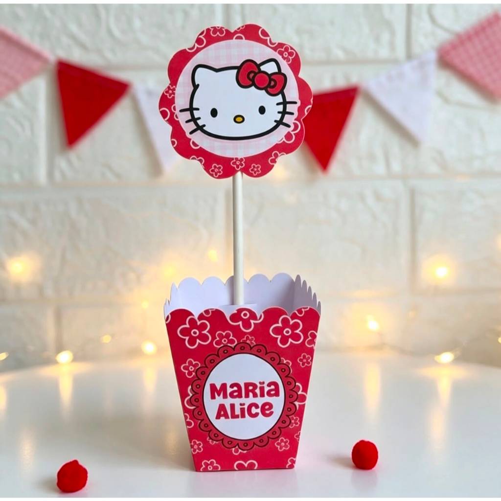 CENTRO DE MESA Cachepô Hello Kitty | lembrancinhas, decoração, mimos personalizados