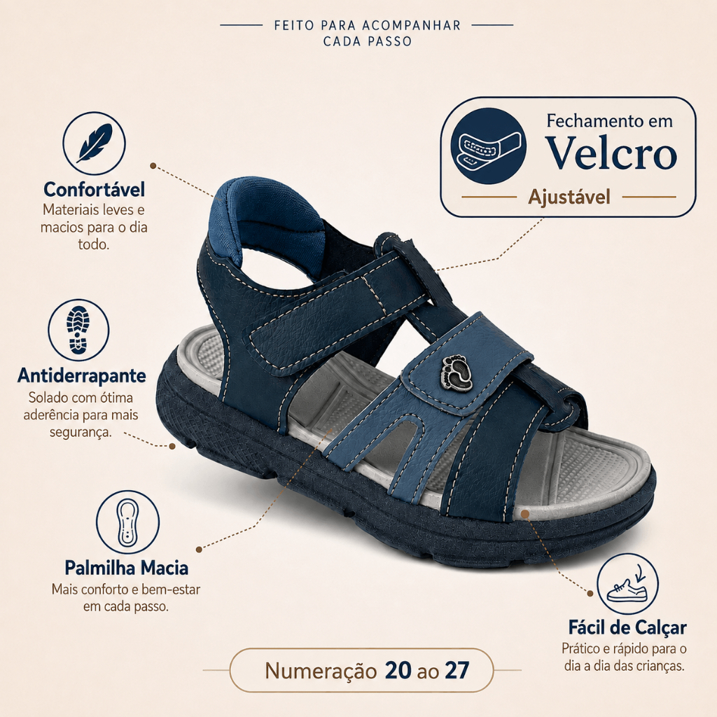 Sandália Infantil Masculina Menino Confortável com Velcro Antiderrapante 20 ao 27 — imagem 2 de 2