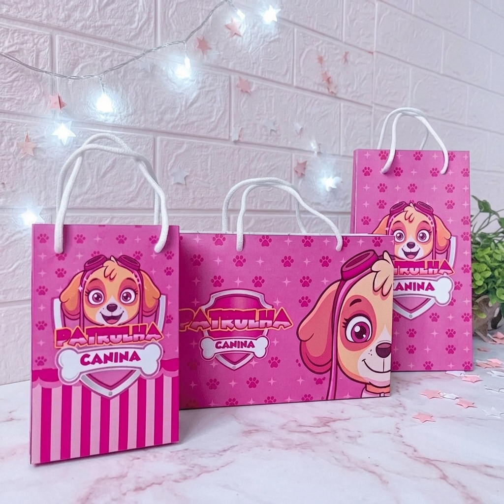 Sacolinhas Personalizadas Skye Patrulha Canina PEGUE E MONTE | Festa Aniversário Lembrancinhas Sacola Surpresa