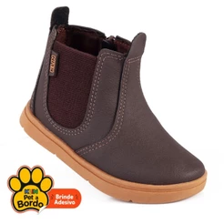 Bota Jeca Infantil Menino Klin Flyer Mini Zíper Lateral e Elástico Estilo Country Chelsea - Marrom