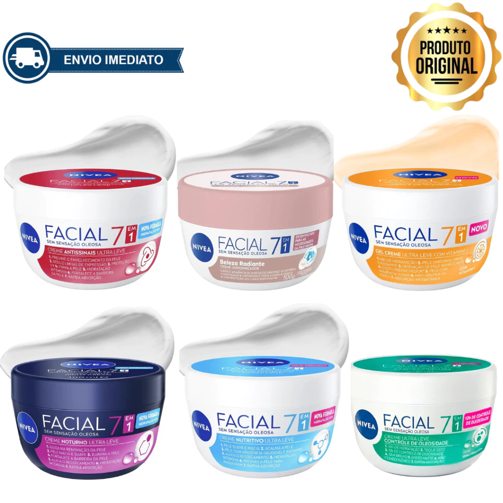 CREME FACIAL NIVEA 7 EM 1 HIDRATAÇÃO PROFUNDA SEM OLEOSIDADE 100g ENVIO IMEDIATO — imagem 1