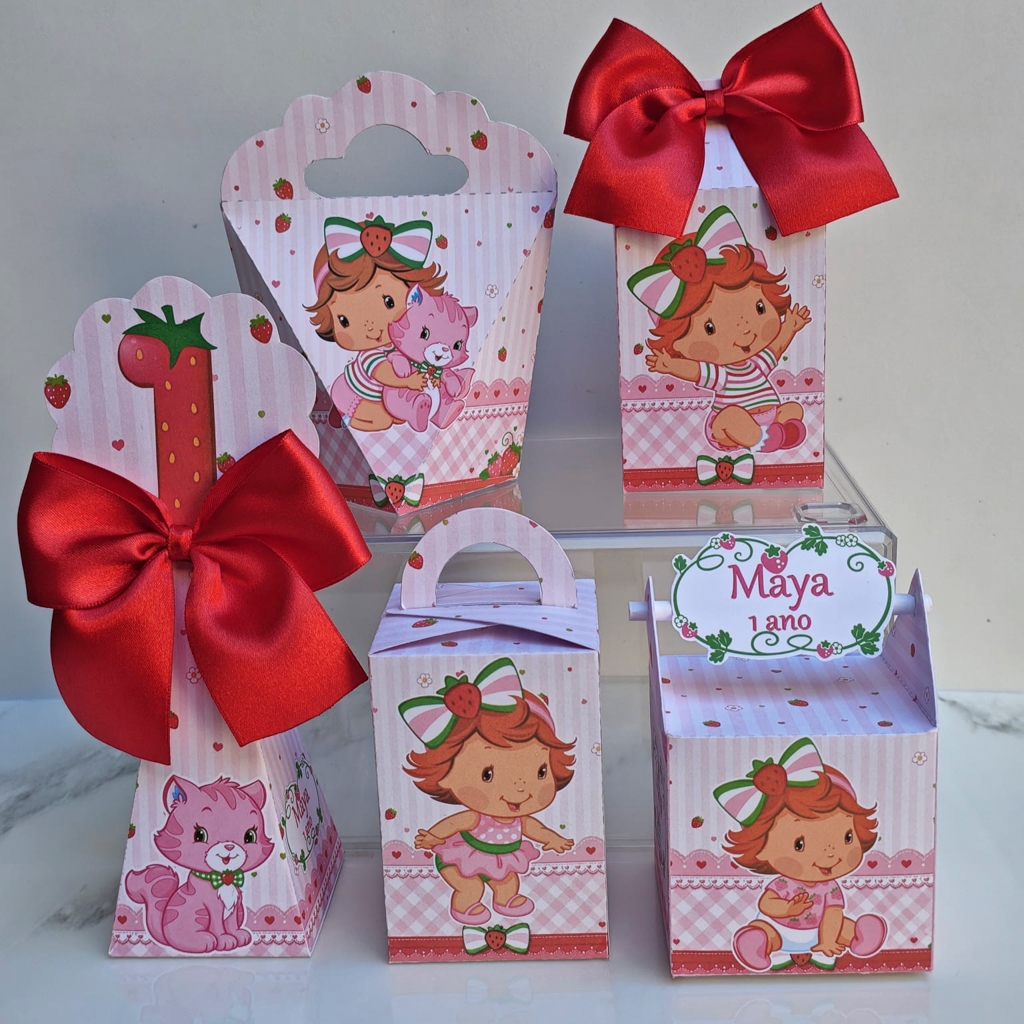 Kit Festa Moranguinho Baby Personalizado | Caixinhas Lembrancinhas Aniversário Infantil