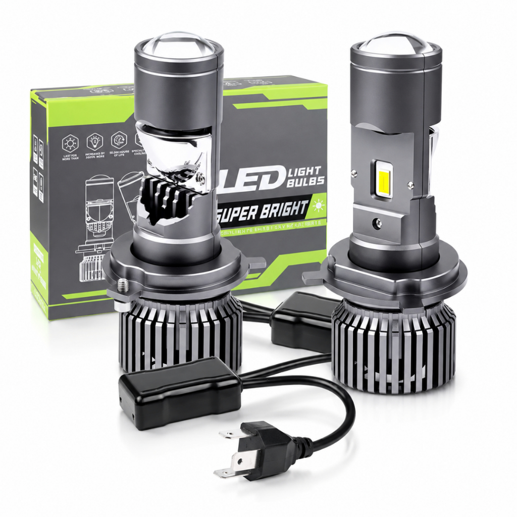 Par Ultra Led Lampada H4 Mini Projetor Canhão 200W 6500K 12V 24V Canbus