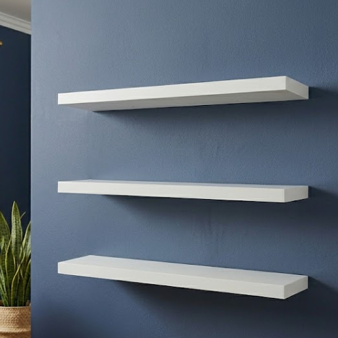 Kit 3 Prateleira MDF 60x15cm 18mm Suporte Invisível Nicho Decoração Sala Quarto Banheiro Escritório Branca Cinza