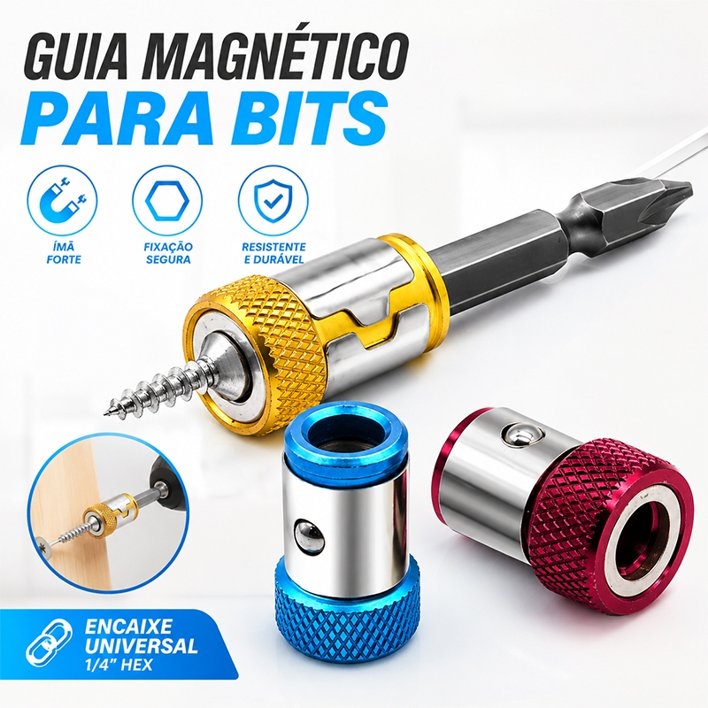 Kit 3 Anéis Magnéticos para Bits 1/4" Parafusadeira Super Ímã Limitador de Profundidade