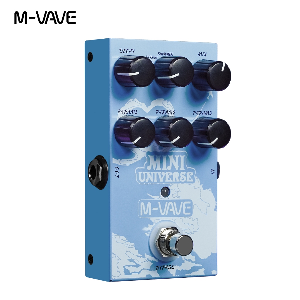 Pedais de efeitos para guitarra M-vave Pedal de reverberação digital Mini Universe 9 efeitos de reverberação Room