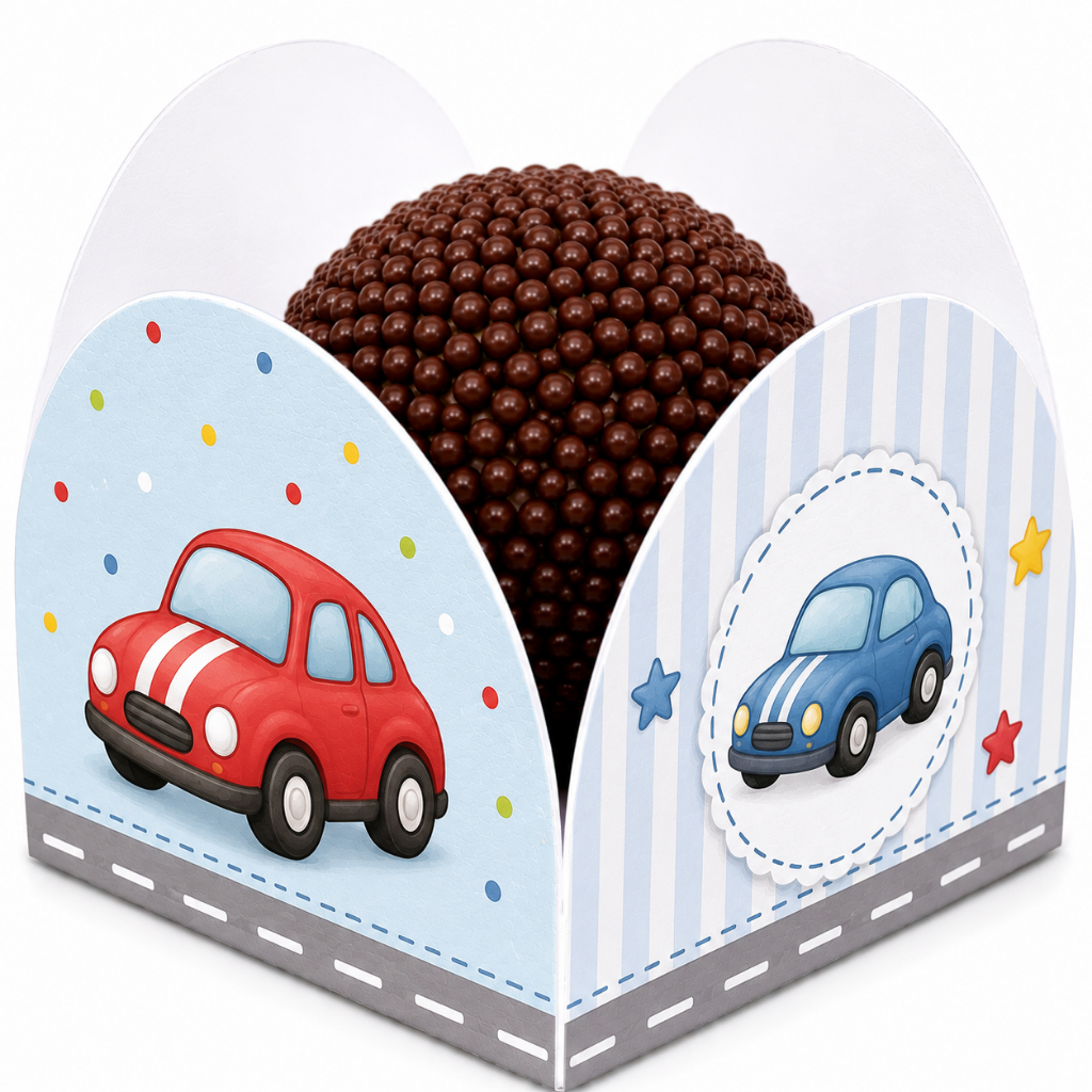 Forminha Carrinhos para Doces e Brigadeiro | Festa Infantil Carros | Kit 50 100 150 200 Unidades