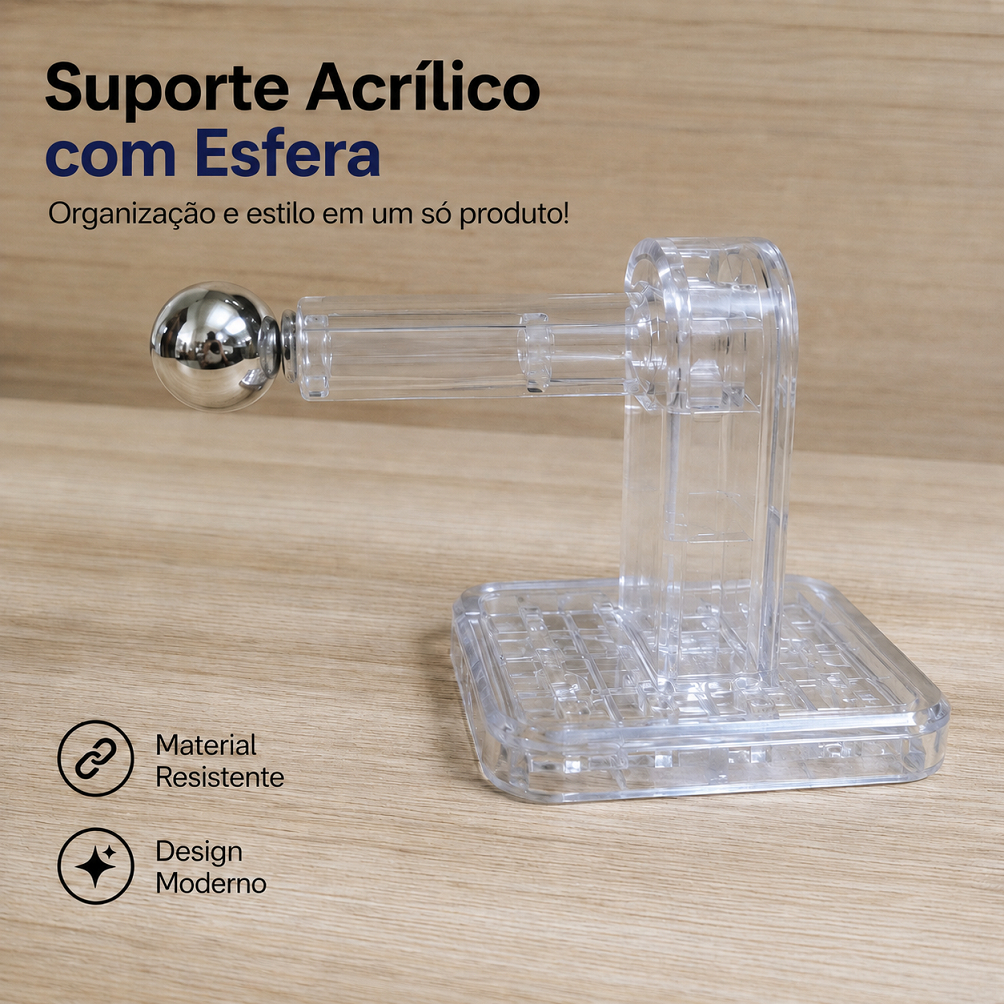 Suporte Expositor Acrílico Transparente Porta Pulseira Relógio Bracelete Joias Organizador de Mesa