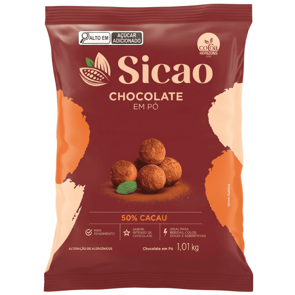 Chocolate Em Pó 50% Cacau Sicao 1,01 Kg Meio Amargo Profissional