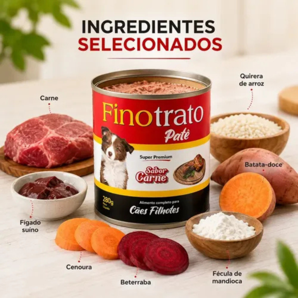 Ração Úmida para Cachorro Patê para Cachorro Ração Úmida Cachorro Filhote Patê Finotrato Carne 280g · foto 2