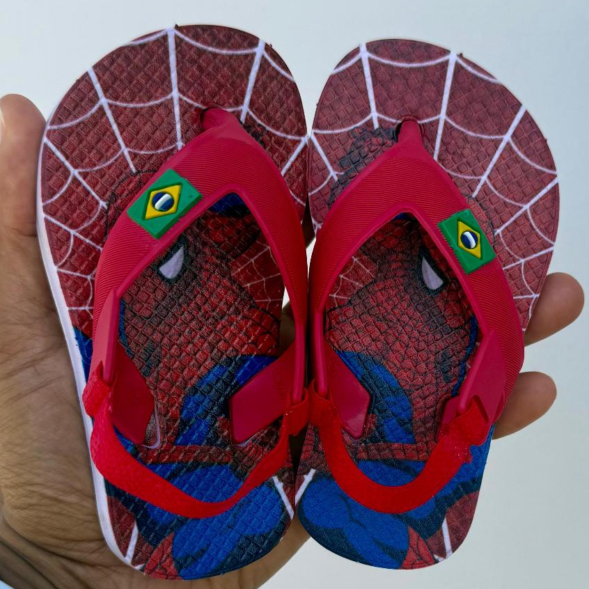 Chinelo Baby Masculino Infantil Feminino Desenho Personagem Homem Aranha Leve Confortável Resistente Dia a Dia 19 Ao 24