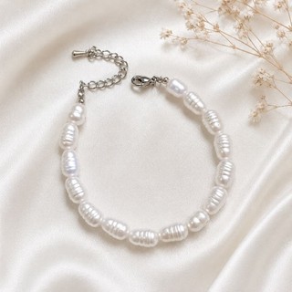 Pulseira de Perola - Pulseira de Pérolas Feminino Masculino - [ Corrente Aço Inox Não Escurece ]