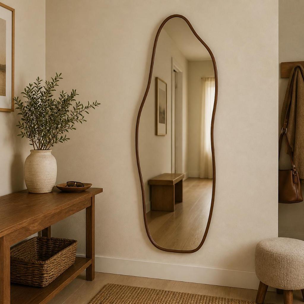 Espelho Com Moldura Em Couro Flame 100x35 90x40 70x30 50x25 Hall Sala Closet Salão