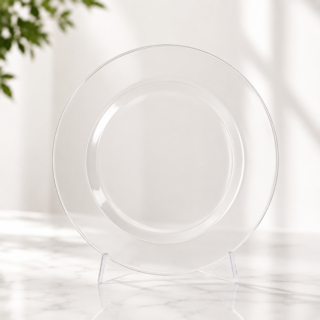JOGO DE PRATOS FUNDOS LISO 22 CM / TRANSPARENTE ELEGANTE - KIT 6 ,10, 12, 18, 24