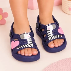 Babuche Sandália Infantil Menina Plugt Zebra Coração Delicado Casual Infantil Moda Inverno