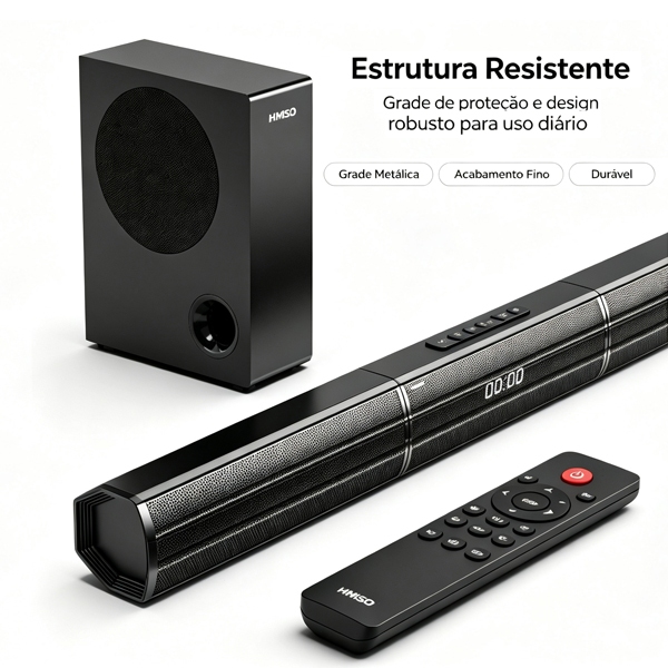 Barra de Som 2.1 400W RMS Desmontável em 3 Peças com Subwoofer Bluetooth 5.3 HDMI ARC para TV