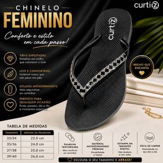 Chinelo Feminino Slim Confortável Chinelo Strass Feminino Luxo Alto Padrão Oferta