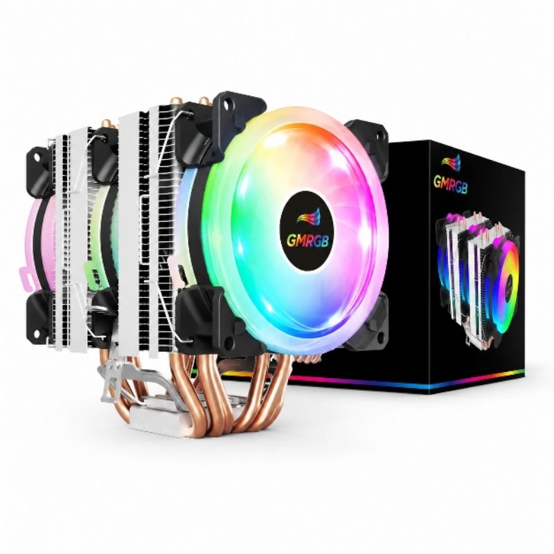 Cooler para Processador GMRGB GMF-602 Intel AMD 6 Tubos de Calor RGB 4 Pin PWM