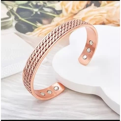 Pulseira Magnética de Cobre Puro, Ajustável com Imãs Terapêuticos Unissex