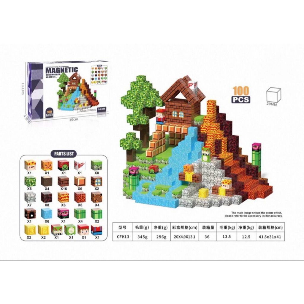Brinquedo Blocos De Montar Magnéticos Cubos Crafts 100 Pçs
