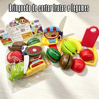 Kit de Brinquedo de Cozinha Infantil - Legumes e Frutas Simulados para Cortar com Hambúrguer, Brinquedo de Faz de Conta