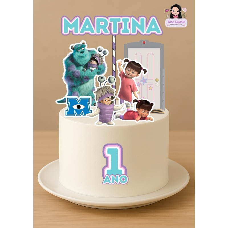 Topo de Bolo Boo - Monstros S.A - Personalizado - Aniversário e Mesversario
