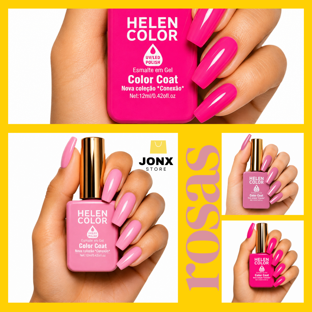 Esmaltes Gel Helen Color Alta Pigmentação Tons Rosados Cremosos Rosa