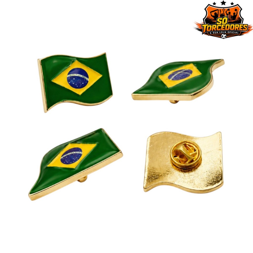 BOTON PIN BRASIL OURO BANDEIRA PREMIUM