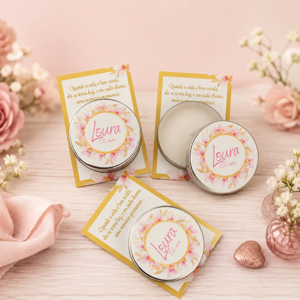 42 Unidades de Vela Aromática na latinha Personalizada, Casamento, Eventos, Aniversários, Festas, Lembrancinhas, Brindes