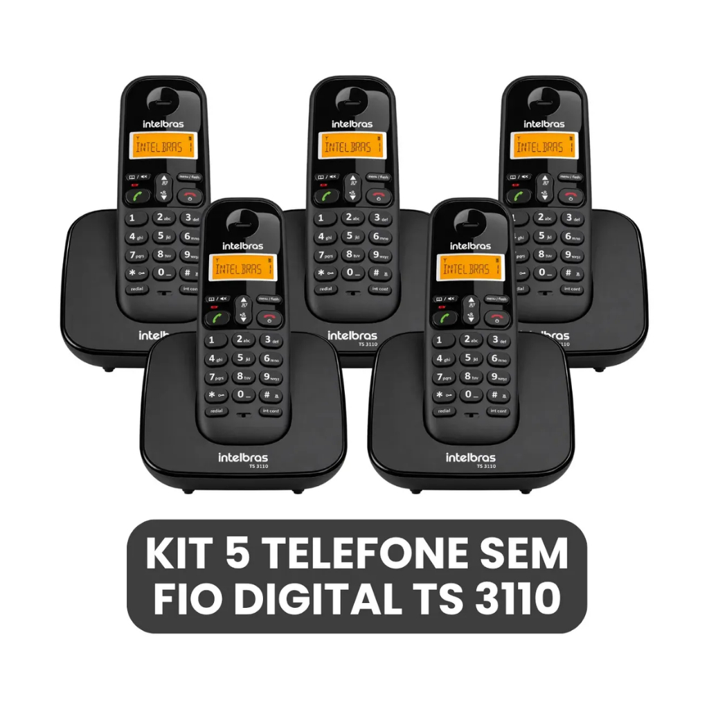 Kit 5 Telefones Sem Fio Intelbras TS 2510 DECT 6.0 Bivolt