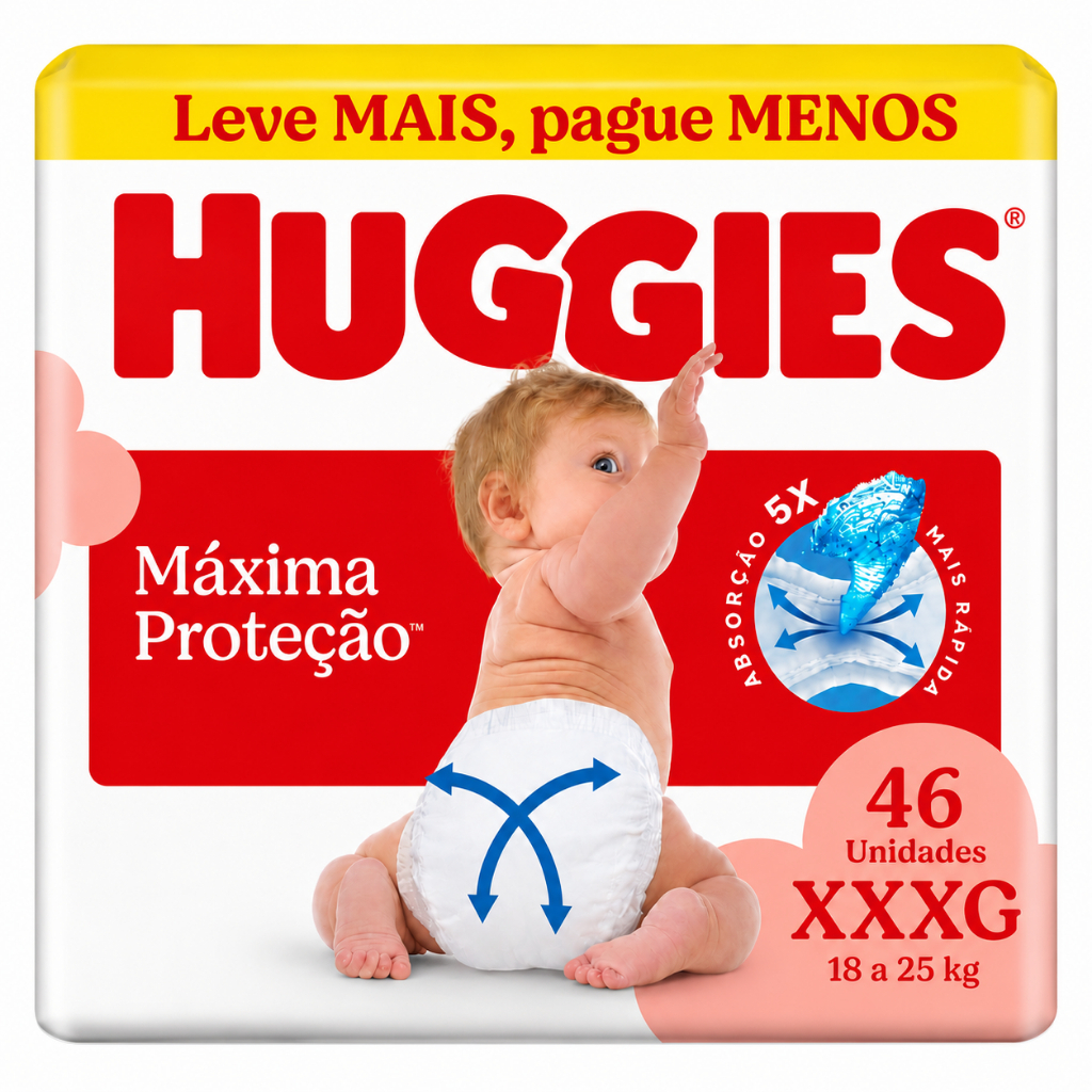 Fralda Descartavel Huggies Máxima Proteção XXXG 46 un