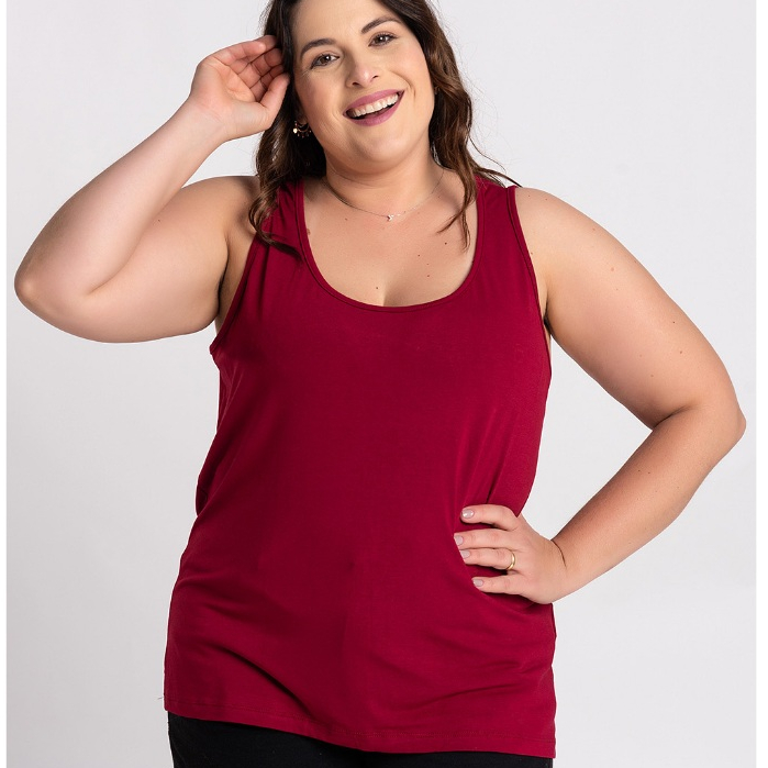 Regata Feminina Plus Size Lisa Malha Viscose com Elastano - Serena
